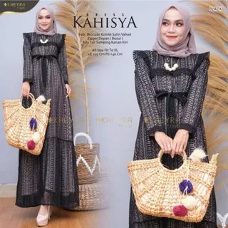 DRESS BROKAT KOMBINASI SATIN VELVET PREMIUM made by KHEYRA | BLACK SERIES