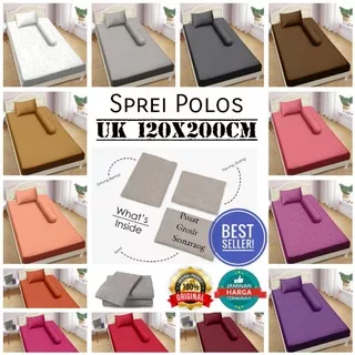 Sprei Aloha Polos Single Size uk120x200 cm Sprei Polos Hotel Putih Abu2 Grey Brown Blue Maroon Purple