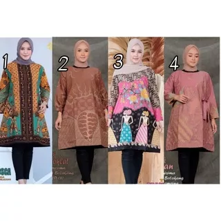 Tunik Batik Solo Lapis trikot tricot dress Atasan Batik Wanita kerja modern Lapis furing Premium Ori floris