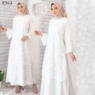 Gamis Perempuan Syari Anindiya Tunik Busana Muslim Casual Baju SZ599 Gamis Putih Premium / Gamis L