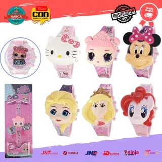 [COD] Jam Tangan Anak Topeng Kepala Cewek 3D Digital Melodi Musik Karakter Kartun Hello Kitty Frozen Mickey Mouse  Kuda Pony Princes