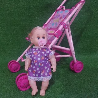mainan stroller boneka / boneka stoller bayi mainan bahan besi kereta dorong mainan