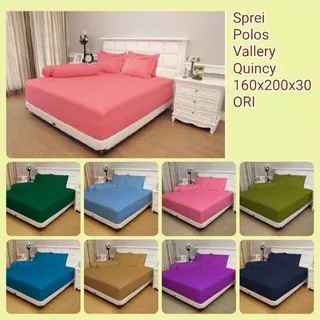 Sprei Polos Vallery Quincy Polos 160x200 Tinggi 30 cm No 2 - Motif Embos Pink Hijau Biru Coklat Gelap Katun Jepang Lembut Halus Ori