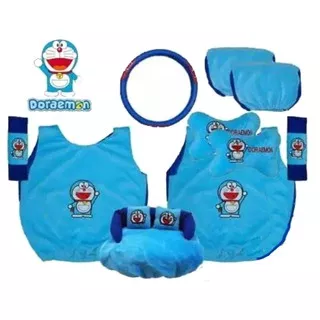 Sarung Jok Mobil Universal 6 in 1 / Bantal Mobil / Car Set Mobil Doraemon 6in1