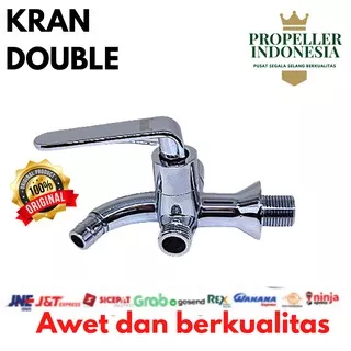 Kran Double Kran Shower Kamar Mandi Keran Double Cabang 1/2