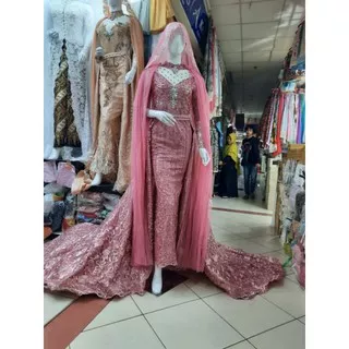 BIG SALE ...! KEBAYA PENGANTIN EKOR PANJANG PAYET MUTIARA