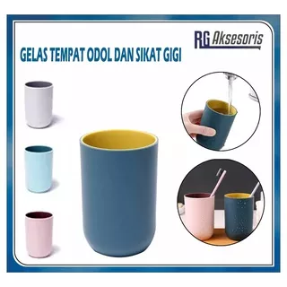 Gelas Tempat Sikat Gigi dan Kumur Mulut / Cangkir Minum / Wadah Penyimpanan Make Up Odol Tempat Kuas Kosmetik Multifungsi / Gelas Plastik Serbaguna 2 Warna