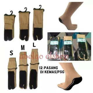 kaos kaki jempol cream telapak hitam bahan polyester isi 12pasang/lusinan kaos kaki jempol wanita