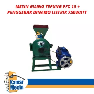 MESIN PENEPUNG MESIN GILINGAN TEPUNG DISK MILL FFC 15 + PENGGERAK DINAMO LISTRIK