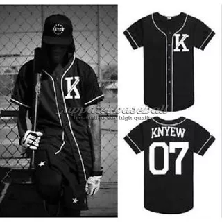 Jersey baseball baju baseball hiphop (K KNEW 07) Bisa custom, ganti inisial nama dan nomor