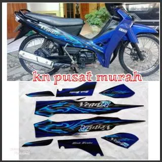 STRIPING STICKER LIS BODY MOTOR VEGA R NEW FULL BODY VEGA R NEW BODY HITAM CORAK BIRU TAHUN 008 2009