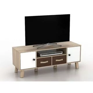 Rak Tv Kabinet Meja Tv Audio Rak Tv Minimalis - Sonoman Oak & White