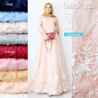 FARASYA #4 DRESS DRESS MAXI CANTIK, MEWAH DAN ANGGUN ORIGINAL EDELWEIS, MIX TILE, KEKINIAN