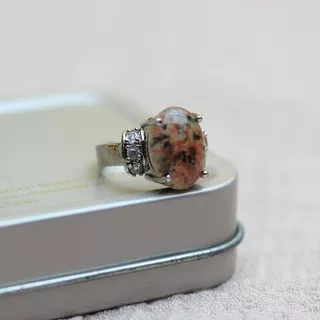 Cincin Wanita Batu Giok Hijau Ungu Motif Totol Asli Natural Big Size Super Mewah Berkelas