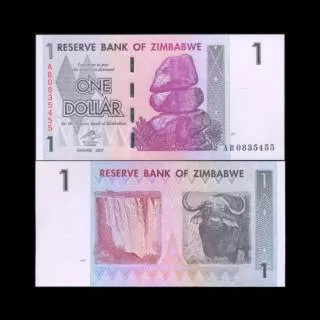 UANG ZIMBABWE 1 DOLLAR 2007 UNC ORIGINAL BANKNOTE