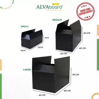 Alvaboard kardus box plastik polypropylene medium sedang hitam