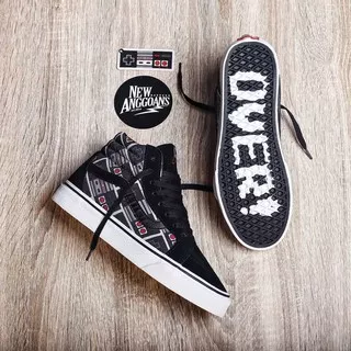 Sepatu Vans Sk8 Hi Motif X Nintendo Controller Stick GAME OVER Black White Hitam Putih