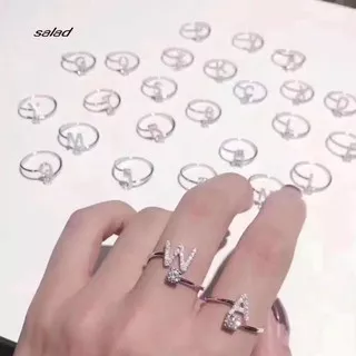 Cincin C3 ( A-M ) Motif Huruf Alfabet Inggris Bisa Disesuaikan untuk Wanita B18