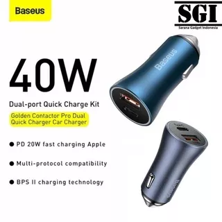 Baseus Original Car Charger Mobil Golden Contactor Pro 40W 3A Fast Charging USB Type C Saver Casan XiaoMi Samsung Oppo Vivo Iphone