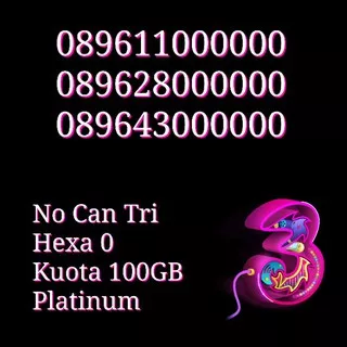 NOCAN Nomor Cantik Hexa 0 Kartu Perdana 3 Tri Three 4G LTE Kuota 100GB Platinum