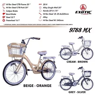 SEPEDA PEREMPUAN MINI 20 / 24 / 26 INCH EXOTIC ET 9788 MX 2022 BARU MURAH SURABAYA READY STOCK ASLI ORIGINAL BARU MURAH SEPEDA KERANJANG CEWEK CITYBIKE URBAN NOT SEPEDAH PHOENIX SIERA LOVINA JIEYANG