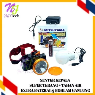 Senter Kepala LED Super Terang Tahan Air Ring50 Ekstra Bohlam Gantung Baterai Lithium 18650 MS-176P