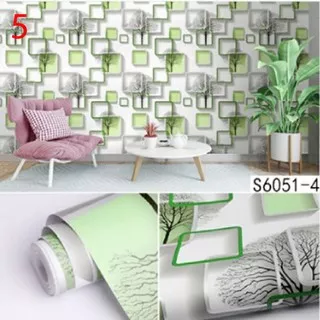 COD WALL PAPER S6051-4 Wallstiker Wallpaper Dinding Sticker Motif 3D kotak hijau BARU GROSIR MEDAN