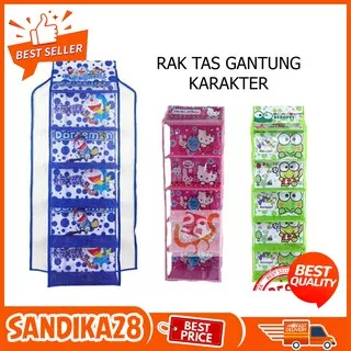 Rak Tas Gantung Karakter 5 Susun Resleting / Hanger Bag Gantung Karakter