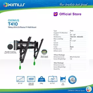 BRACKET TV LED LCD MONITOR 32-55 OXIMUS T410 WALL MOUNT TILT