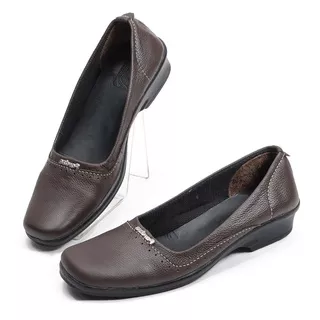 Sepatu Wedges Wanita Formal Geunine Leather Warna Coklat Vidha 03