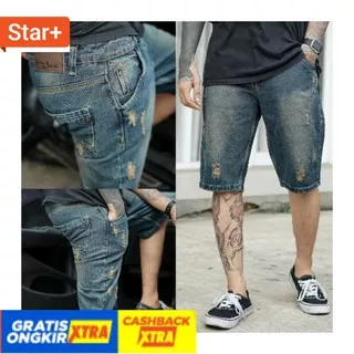 KATOK MURAH COWOK PRIA LAKI DEWASA ANAK REMAJA KECIL BESAR / Celana Jeans pendek sobek pria ripped