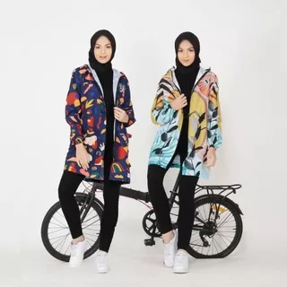 Jaket Printing wanita -Jaket Parasut Print - Jaket Sepeda Gowes Olahraga Wanita / Long jaket MAREEMA