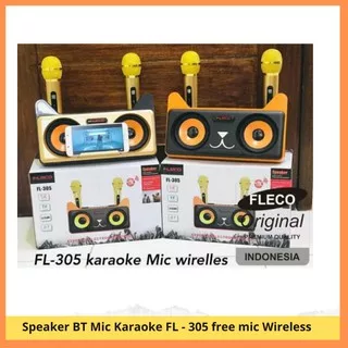 PROMO!! Speaker Portable FLECO 12 inch Bluetooth Karaoke Free 2 Mic Wireless salon Spiker Speker H5U