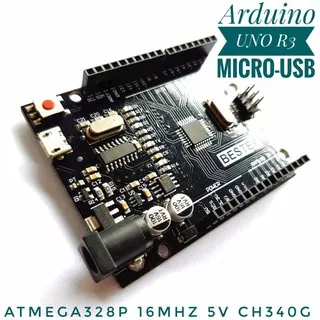 Arduino Uno R3 Atmega328 MICRO USB Black Edition Bonus Header