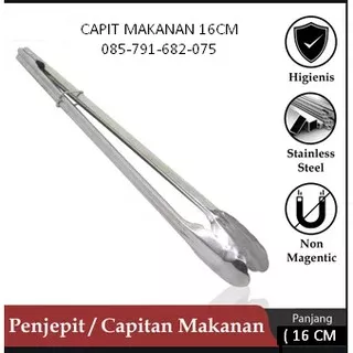 Capit Makanan Stainless Tongs Snack Cook Penjepit Makanan PANJANG 16 CM CAPIT MAKANAN 16CM