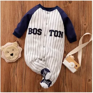 BAJU BAYI IMPORT KOREA JUMPSUIT BAYI MOTIF BASEBALL BOSTON | baju bayi laki laki