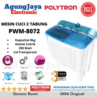 MESIN CUCI POLYTRON PWM-8072 8KG 2 TABUNG LOW WATT 8 KG (CILEGON SERANG)