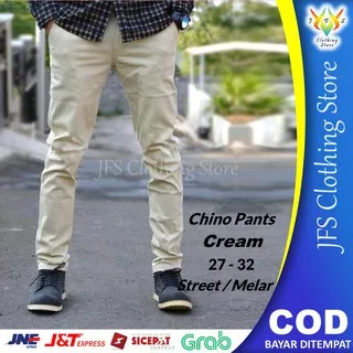 Celana Chino Chinos Levis Slim Fit Lepis sobek strit Panjang Pria Cowok Reguler Murah Cream 2