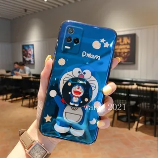 Kesing hp New Casing Vivo Y21 Y21s Y33s V21 4G 5G  Y20 Y12A Y20s Doraemon Cartoon Phone Case with Cute Airbag Stand Lens Protective Phone Soft Back Cover