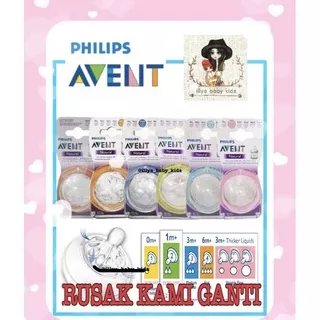 Philips Avent Natural Nipple Teat Dot 0m / 1m / 3m / 6m / 9m (Newborn Slow Med Fast Flow) Botol Susu