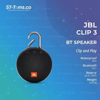 JBL CLIP 3 Portable Bluetooth Speaker - Black