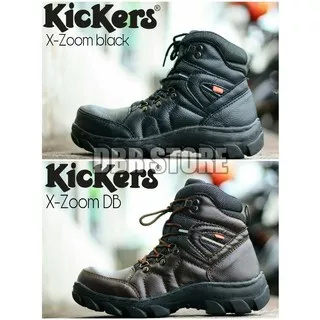 Sepatu Kerja Safety Boots/Shoes/Proyek/Tambang/Tracking Kickers X-Zoom Kulit Pria/Cowok (Ujung Besi)