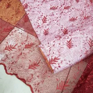 LAGI PROMO2 AN!! Bahan tulle brukat bunga daun korea kain bunga daus kebaya