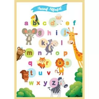 Poster walldecor edukasi anak, huruf alfabet, angka, huruf hijaiyah