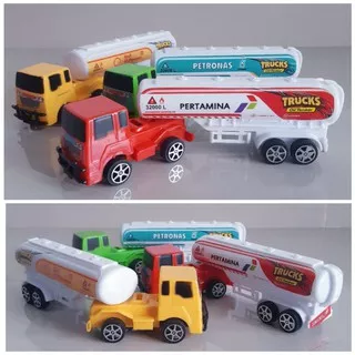 Mainan Set Truk Tanki Isi 3 Pcs - Diecast Mobil Truck Tangki Anak