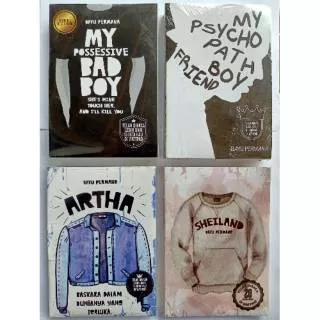 Paket 4 novel wattpad, my possesive bad boy, my psycopath boy friend, artha, sheiland, bayu permana