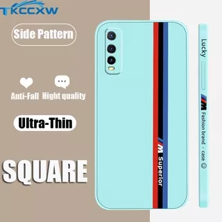 ?READY STOCK?VIVO Y50 Y30 Y30i Y20 Y20S Y20i Y12A Y12S Y11S Phone Case Tid Brand Runway side view English letters Soft-touch Camera Protection Side Printing Square Silicone Cover Shell