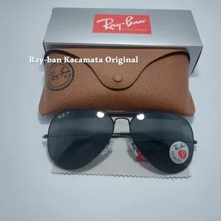 Kacamata Original RayBan Aviator Metal Black Lensa Polarized