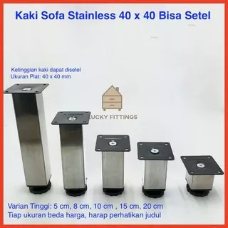 Kaki 40 x 40 mm x 15 cm STAINLESS BISA SETEL Kotak Sofa Meja Lemari Kitchen Besi