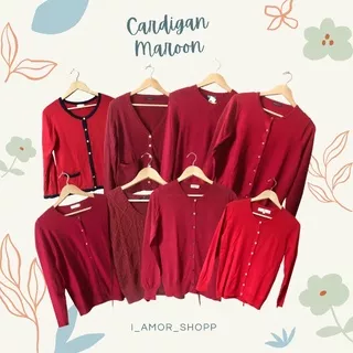 CARDIGAN RAJUT | LENGAN PANJANG WARNA MERAH MARRON SUPER CUTE